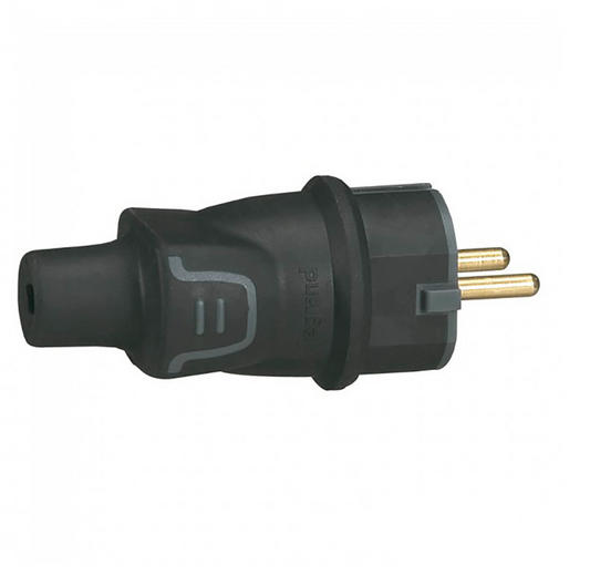 Щепсел 2P+T 16A IP44 гумиран черен Legrand