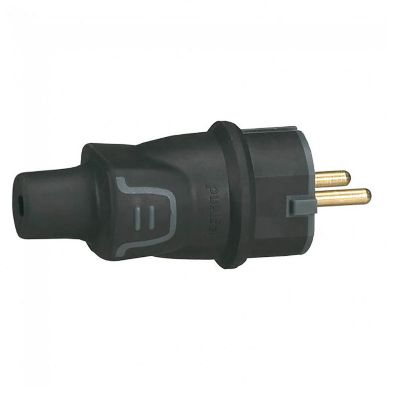 Щепсел 2P+T 16A IP44 гумиран черен Legrand