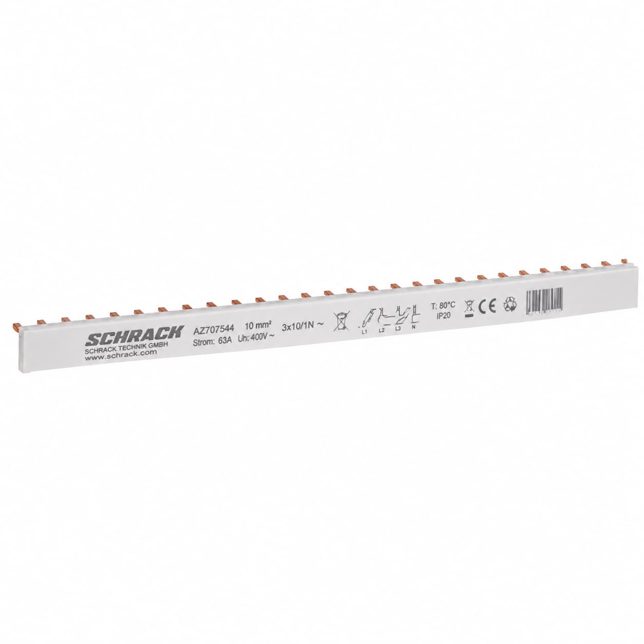 Разпределителен гребен, виличен, 1P, 1m, 10mm²