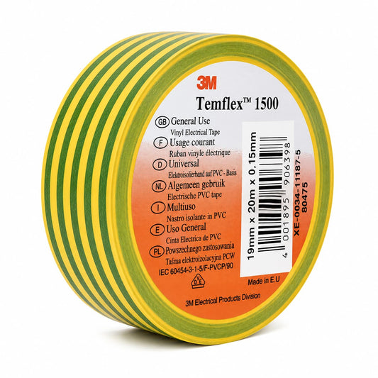 Изолационна лента 3M Temflex 165 жълто-зелена 19mm x 20m