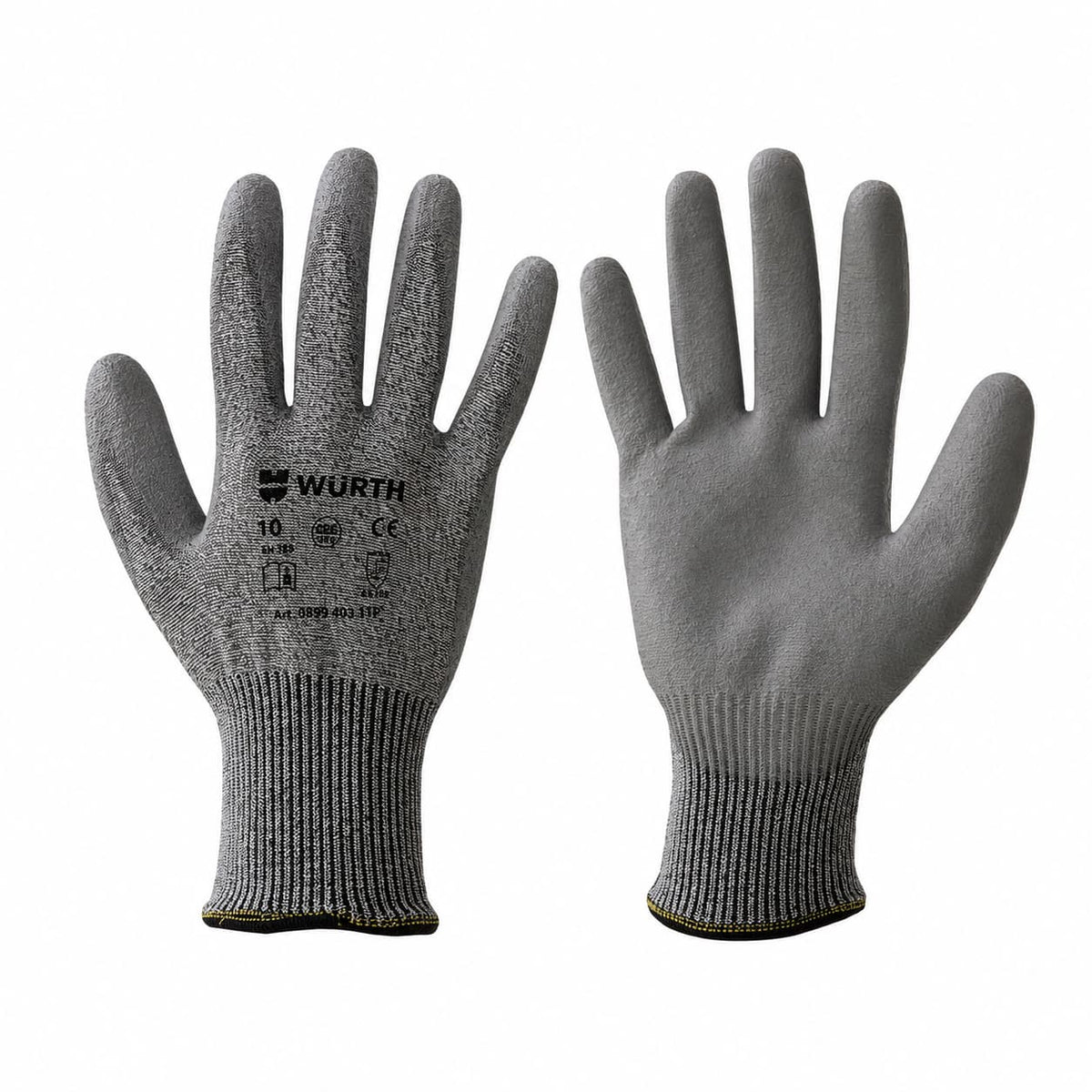 PU Comfort Work Gloves Grey Size 9 (L) WURTH