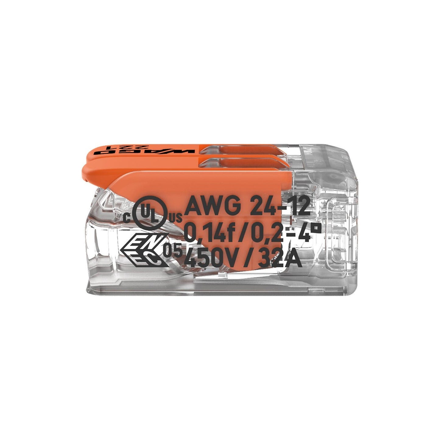 WAGO 221-412 Клема за 2 проводника 0.14–4 mm² (32A)