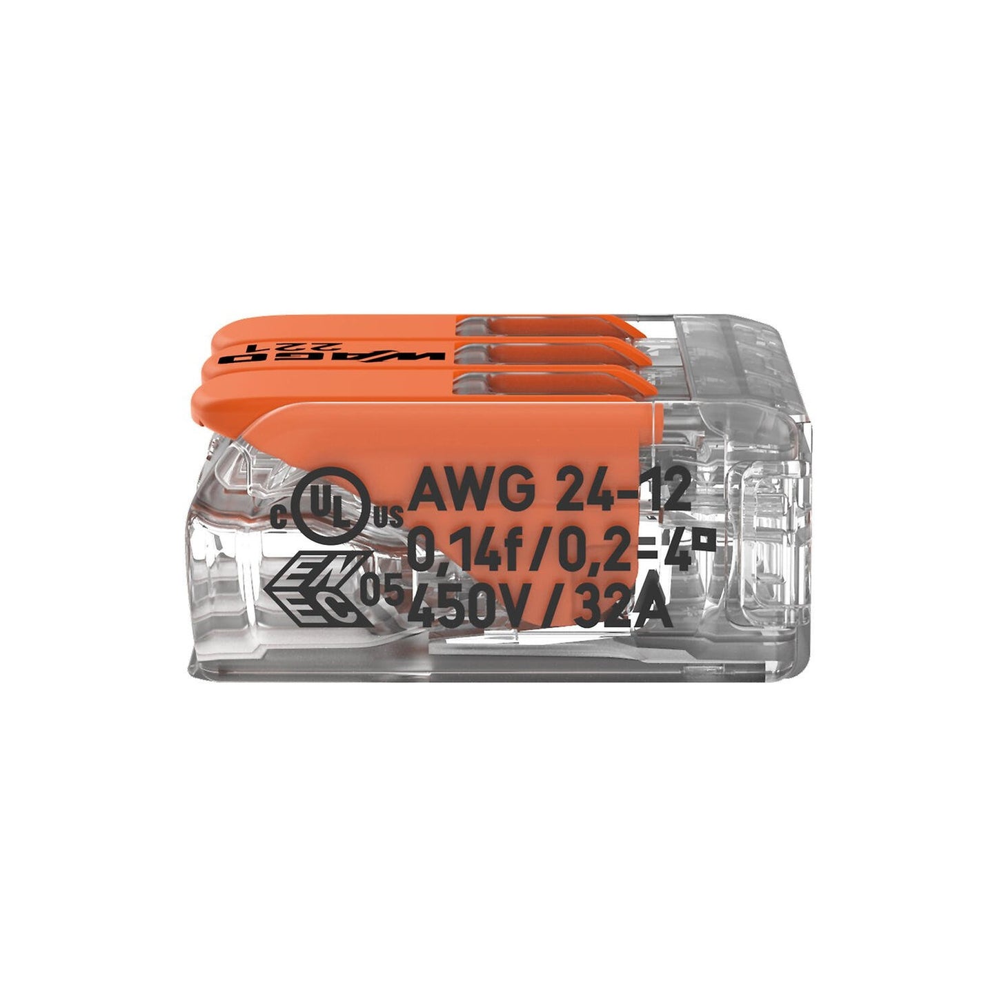 WAGO 221-413 Клема за 3 проводника 0.14–4 mm² (32A)