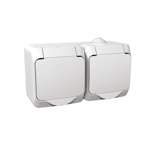 Schneider Cedar Plus Двоен контакт с капак IP44 ОМ бял (WDE000523)