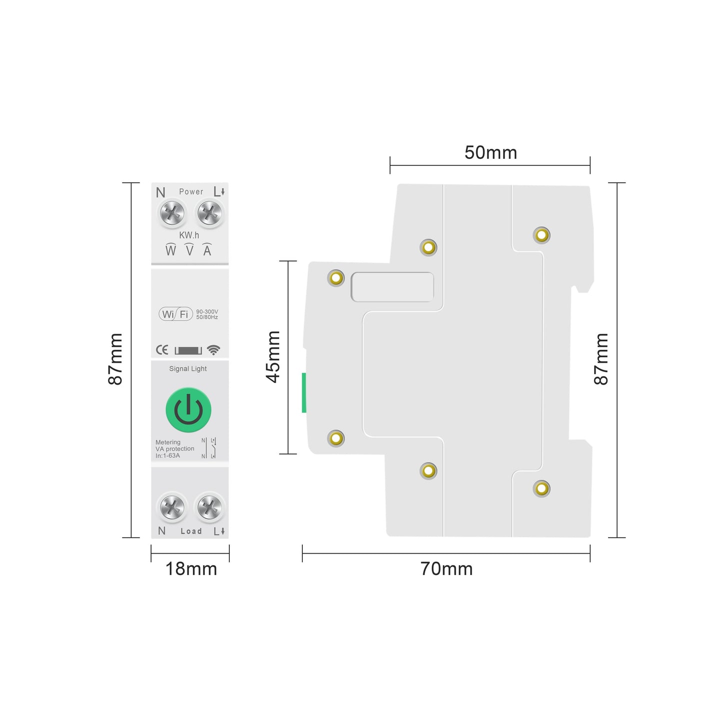 Wifi автоматичен прекъсвач 1P 1-63A с мониторинг