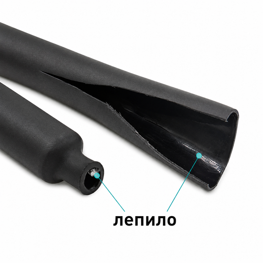 Термошлаух с лепило Ø12/3 mm черен (1 м)